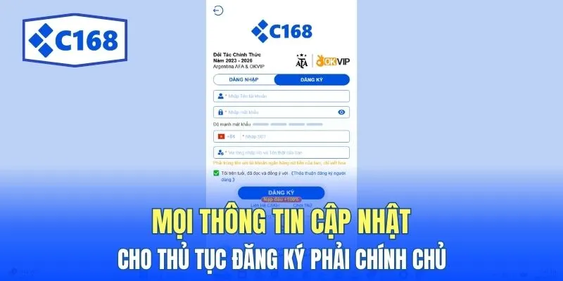 Mọi thông tin cập nhật cho thủ tục đăng ký phải chính chủ 